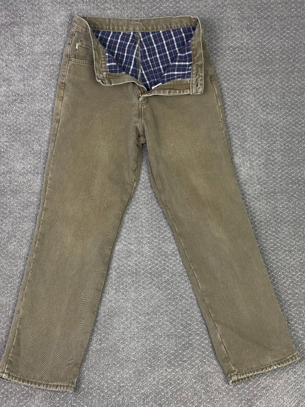 Vintage LL Bean Flannel Jeans Canvas Pants Mens 30x30 Fit 29x30 Brown Double L